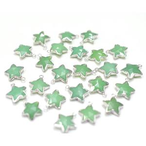 Chrysoprase Chalcedony 14–16mm Star Shape Brass Silver Plated Pendant with Bail For Jewellery Making - Product Image 4