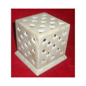 Rectangulaire En Pierre Ollaire Coeur Sculpture Thé Lumière Bougie Stand - Product Image 1