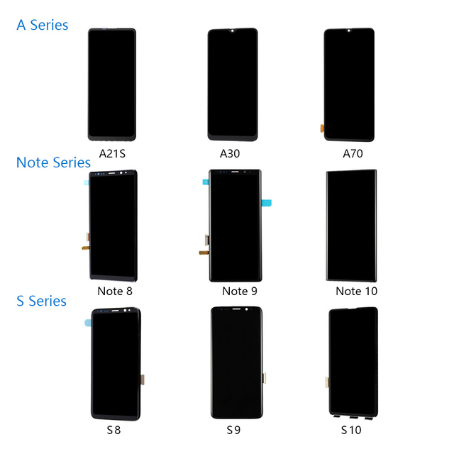Wholesale Mobile Phone LCDs for Samsung Galaxy A21S A30 A50 A70 Note 8 Note 9 Note 10 S8 S9 S10 Plus LCD Screen Replacement