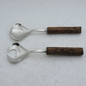 Wooden Handle Modern Design Kitchen Cutlery <b>Salad</b> <b>Tools</b> Table Ware Ready to Ship New Reusable Hand Made Tableware Custom Logo - Product Image 6