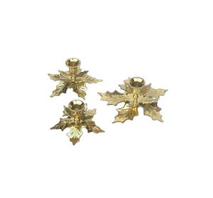 Portavelas de hoja X mas Latón macizo Disponible en Juego de 3 Fabricante Mayorista venta directa de fábrica - Product Image 1