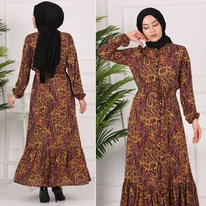 Nouvelle saison ethnique femmes robe à motifs ensemble turc islamique vêtements Abaya caftan dubaï arabe musulman islamique mode adultes - Product Image 4