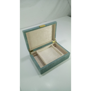 เปลือกล็อคทองเหลืองสร้างสรรค์ตกแต่งที่กำหนดเองมอสส์สีเขียว0,245X0,185X0,08 Faux Shagreen กล่องเครื่องประดับ - Product Image 1