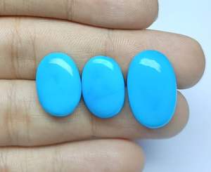 3 piezas Natural Sleeping Beauty Arizona turquesa piedra preciosa suave forma ovalada cabujón - Product Image 3