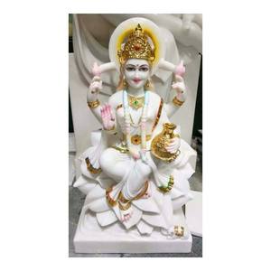 Estatua de mármol blanca pura, diosa Laxmi Ji, Makrana - Product Image 1