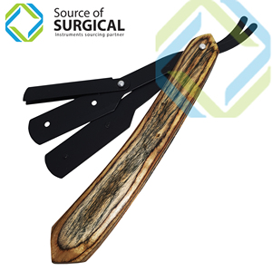 High Quality Disposable Straight <b>Razor</b> with Wood Handle <b>Single</b> Full <b>Blade</b> for Face Use Male - Product Image 1