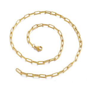 Gargantilla de tamaño personalizado para mujer, joyería rectangular, clip de papel, cadena de eslabones dorados - Product Image 2