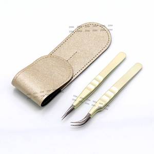 Pinzas de pestañas con punta de fibra de nuevo diseño, pinzas antideslizantes para extensión de pestañas lisas, pinzas para pestañas rectas Premium - Product Image 3