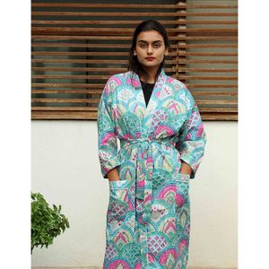 Femmes indiennes à manches longues Boho coton Blouse Vintage automne Kimono Robes décontracté été vêtements de nuit hauts vêtements - Product Image 4