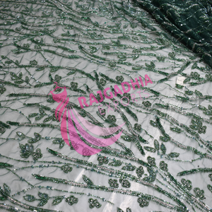 Luxury Embroidery Beads <b>Sequins</b> for Bridal Dress Latest Tulle Lace Bridal Fabric Organza Fabric Beads Decorated Embroidered - Product Image 4