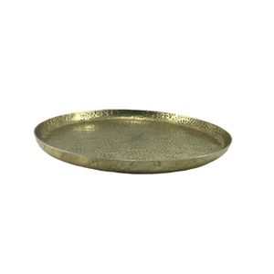 QAMAR OVERSEAS Bandeja de Servicio Redonda de Metal Repujado, Elegante y Hecha a Mano, para Uso Doméstico y en Restaurantes/Catering, Tamaño Personalizado - Product Image 2