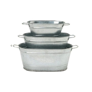 Excellente conception jardin fournisseur panier de fleurs avec poignée meilleure qualité ensemble de 3 forme ronde décoration de la maison martelé jardinière - Product Image 6