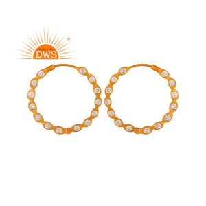 ต่างหูห่วงทองเหลืองแฟชั่นพร้อมต่างหูแฟชั่น CZ คอลเลกชันเครื่องประดับสำหรับผู้หญิง - Product Image 1