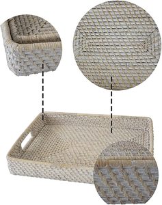 Rattan Coffee Serving <b>Tray</b> Durable Design Perfect for Hotel Ware Kitchen and Tableware Accessory <b>Large</b> Size Rectangle - Product Image 4