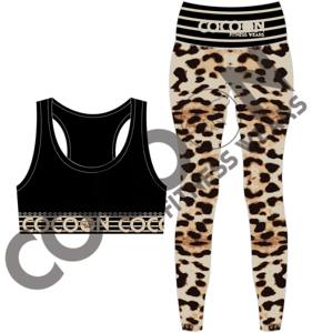 Ensemble de yoga pour femmes, imprimé intégral, vêtements de sport sublimés, soutien-gorge de sport, leggings taille haute, vêtements de sport pour la salle de sport, imprimé guépard, camouflage léopard - Product Image 1