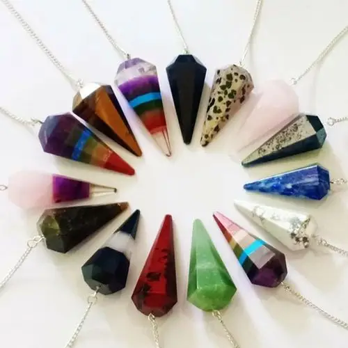 Natuurlijke Multi Healing Diverse Crystal Stone Pendulum 6 Facet Reiki Opgeladen Chakra Reiki Dowser/Slinger