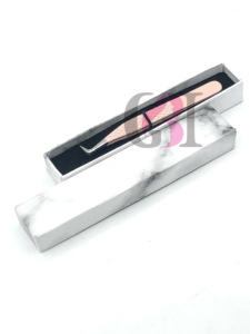 Pinzas Profesionales para Pestañas de Acero Inoxidable con Punta Plateada y Agarre de Diamante con Recubrimiento de Polvo de Durazno de 90 Grados, Longitud de 10 mm, Personalizables - Product Image 5