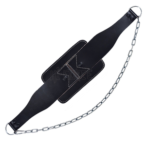 High Quality Leather Dip Belt Gym Fitness <b>Equipment</b> Dipping Chain Belts Pull up Weightlifting Neck Training Belt - Product Image 3