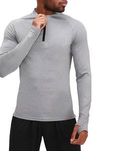 <b>Mens</b> Quick Dry 1/4 Zip Compression Shirts with Thumb Holes <b>Base</b> <b>Layer</b> Long Sleeves Moisture Wicking Athletic Tee Active Wear - Product Image 5