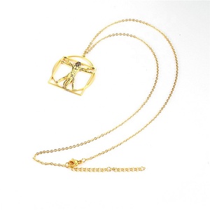 Collar con Colgante de la Escala del Cuerpo Humano de Vitruvio de Da Vinci de Janice Jewelry, Acero Inoxidable Chapado en Oro de 18K, Corte Láser - Product Image 4