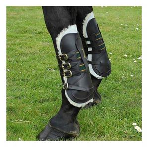 Protège-jambes de cheval robustes en PU élastique marron, avec doublure intérieure épaisse et souple, pour l'équitation, absorbant les chocs - Product Image 1