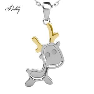 Animal de dibujos animados ciervo colgante de dos tonos adornado con cristales de Swarovski moda Daisini 925 collar de plata esterlina - Product Image 3
