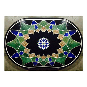 รูปไข่ที่สวยงามแฮนด์เมดหินอ่อน Inlay ออกแบบตารางด้านบน - Product Image 1