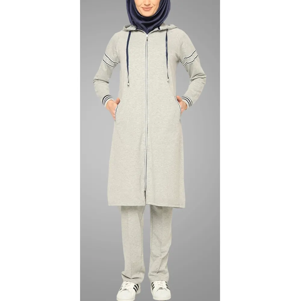Ensemble de vêtements de Sport à capuche pour femmes, veste pour musulmanes avec poches,