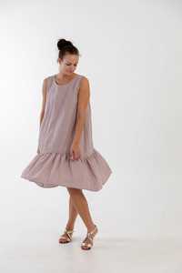 Robe en lin sexy pour fille, rose pâle, tendance, dernier design, couleur gris, tissu crêpe, col bateau, sans manches, longueur genou. - Product Image 4