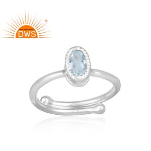 รูปไข่ตัดธรรมชาติสีฟ้าบุษราคัมพลอยแหวนเครื่องประดับผู้ผลิต925เงินออกแบบงบแหวนเครื่องประดับผู้ค้าส่ง - Product Image 2