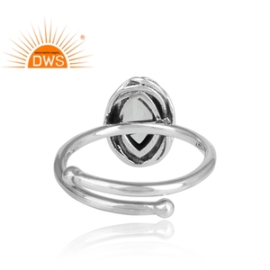 Natural Gemstone Blue Topaz Bezel <b>Set</b> Oxidized <b>Ring</b> 925 <b>Sterling</b> <b>Silver</b> <b>Ring</b> For All Sizes Stackable <b>Rings</b> Supplier - Product Image 4