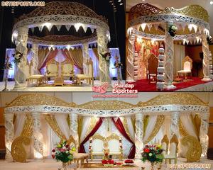 Hermosa ceremonia de la boda de cristal de oro de la Organizacion de sueño boda cristal Mandap decoración impresionante India boda oro Mandap - Product Image 4