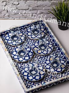 Diseño de lujo de bandeja de acrílico con bandeja de madreperla con plato árabe o platos de posavasos - Product Image 5