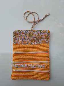 Bolso de algodón con estampado de bloque de mano para mujer, bolsa de joyería con estampado Floral bohemio hecho a mano, bolsa de joyería con cremallera para regalo - Product Image 4