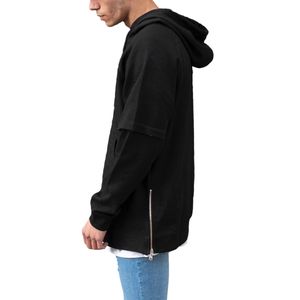 Sudadera informal con cremallera lateral para hombre, prenda deportiva masculina de gran tamaño, 2023 algodón, 100% GSM, grafiti en blanco y negro, bolsillo canguro, venta al por mayor, 400 - Product Image 3