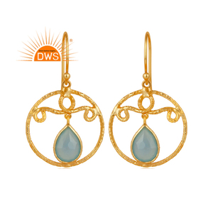 Nouveauté 2026 Boucles d'oreilles pendantes en argent sterling avec calcédoine bleue naturelle pour femme Fabricant de bijoux - Product Image 1