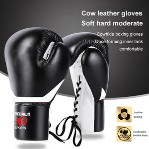 Gants de boxe en cuir de vachette de combattant professionnel personnalisé de 16oz pour hommes sac lourd gants de combat à lacets en tailles de 8oz et 12oz - Product Image 2