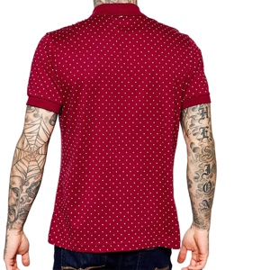Camiseta de tacto suave para hombre, polo de alta calidad con lunares en color burdeos, ropa ajustada regular, venta al por mayor, BD - Product Image 2