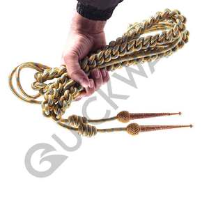 Aiguillettes trenzados personalizados, accesorios para uniformes, cordones uniformes de alta calidad, venta al por mayor, puntas de Aiguillettes de Color dorado - Product Image 3