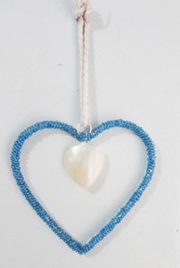 Adornos de árbol de Navidad en forma de corazón con cuentas blancas Bolas colgantes para interiores/exteriores para decoración navideña - Product Image 4