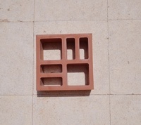 Blocs creux en terre cuite d'argile rouge naturelle, briques, carreaux Jaali, utilisés pour le revêtement mural, briques coupe-vent, taille 200X200X60 mm, motif carré