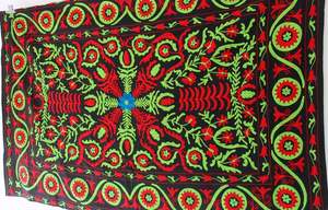 Cafele — housse de lit brodée fait à la main, tapisserie murale style Art uzuk, décoration de fête traditionnelle brodée, noir coloré - Product Image 4