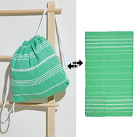 Bolsa de Playa Convertible en Toalla Peshtemal Fouta de Algodón, Diseño Deportivo, Secado Rápido, Versátil, Colores Vibrantes, Pedido al por Mayor, Mochila con Cordón