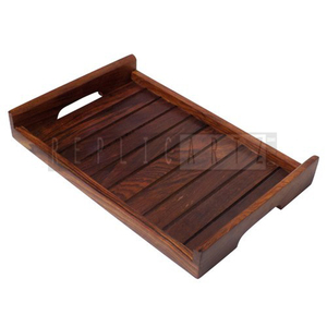 Bandeja Rectangular de Madera Hecha a Mano Estilo Art Deco de Maximus International |   Plato decorativo de varias piezas, organizador de mesa para el hogar - Product Image 3