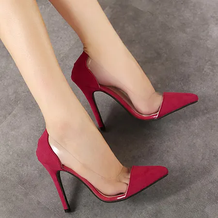 Женский модный дизайн прозрачные женские туфли на высоком каблуке, острый носок, привлекательная красного цвета женские туфли-лодочки обувь другие цвета доступны