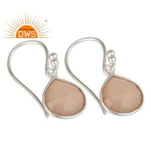 Faceted Rose Chalcedony Gemstone Earrings Wholesale Fine Sterling 925 Silver Bezel Set Dangle Earrings Jewelry - Product Image 2