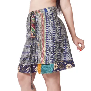 Indian Gypsy Hippie Sarong Mini Silk Wrap Around Skirt
