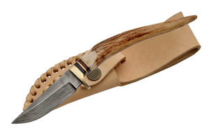 Nouveau couteau à dépecer de chasse en acier damas fait à la main personnalisé avec manche en corne de cerf à vendre en vrac - Product Image 2