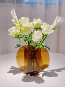 Jarrón de cristal marrón moderno para plantas, maceta de tamaño personalizado, vajilla para el hogar y el restaurante, florero decorativo de lujo para bodas - Product Image 4