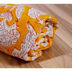 La main Bloc D'impression Tissu Par Cour Indien Tissu Bloc Belle Copie Jaune Coton Imprimé Coton Femmes Vêtements Tissu - Product Image 4